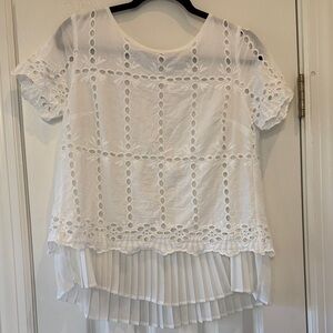 Anthropologie Adiva White Eyelet Women's Top Sz Small